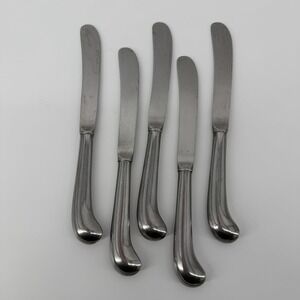 Orleans‎ Silver Stainless Japan Pistol Grip Dinner Knives Ribbed Handle Set of 5